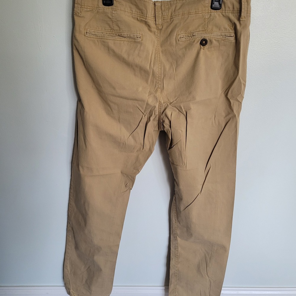 American Eagle Mens Skinny Chino Pants Khaki Tan 34/32 Straight Leg Slim Fit - Picture 2 of 10